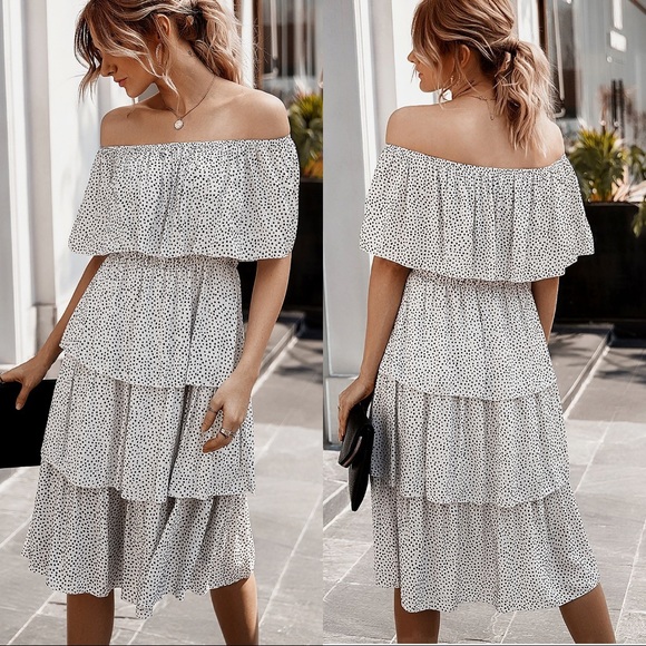 Stunning Mystery Dresses & Skirts - JUST IN🔥White Off The Shoulder Tiered Dress
